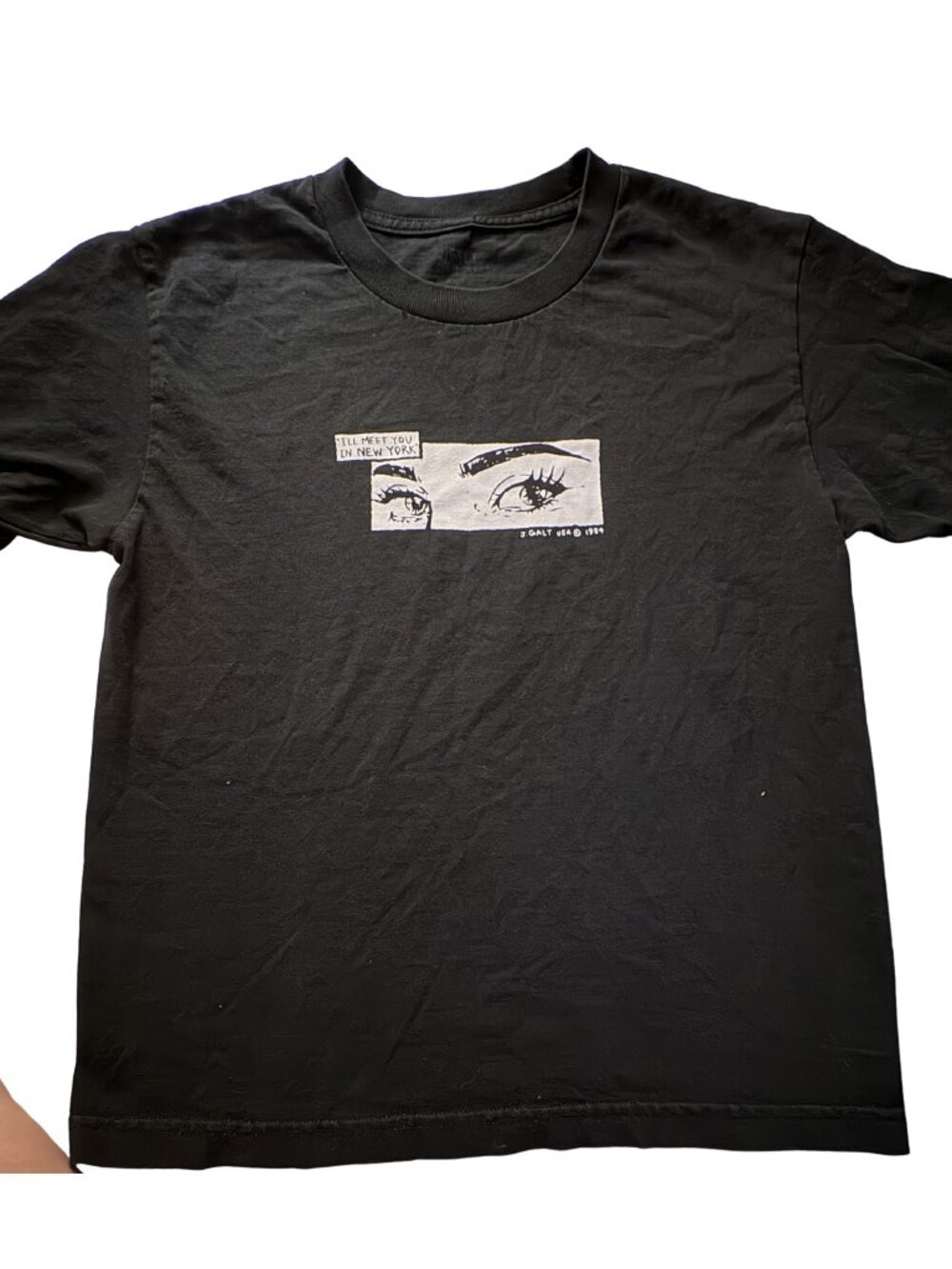 J. Galt Black Graphic Eye Print T-Shirt One Size